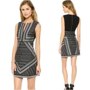Diane Von Furstenberg Amanda Sleeveless Shimmer Dress Jacquard Career Gray Print